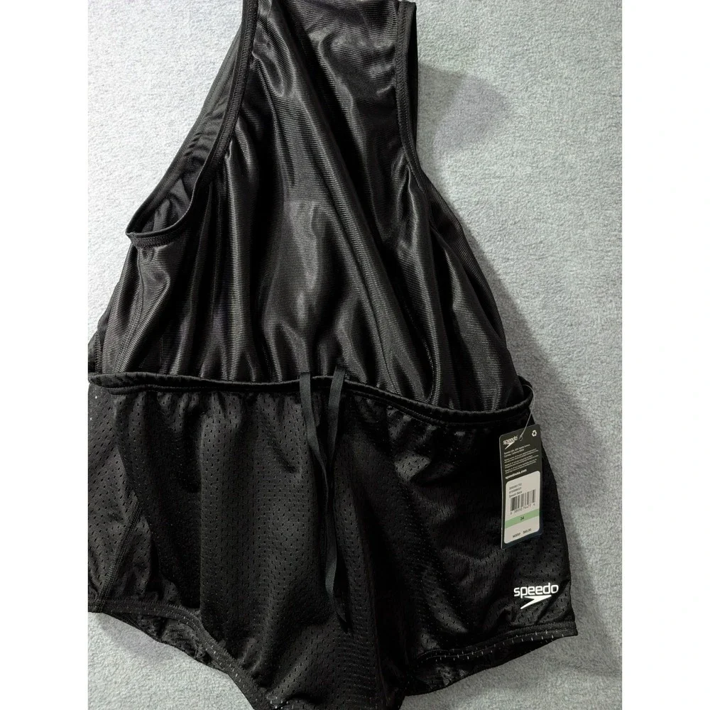 Speedo Men's Swim Briefs Black Mesh Drag Suit Size 34 NWT Training Swimwear